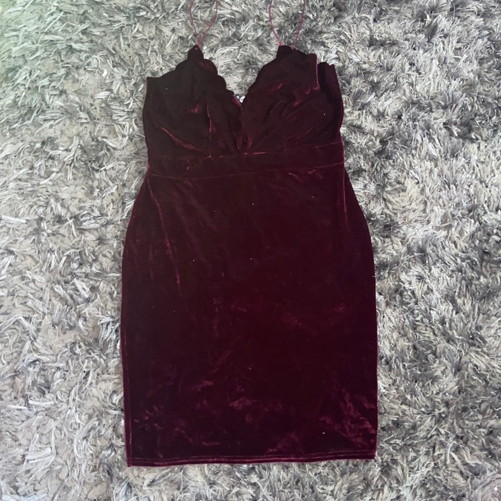 Burgundy velvet dress